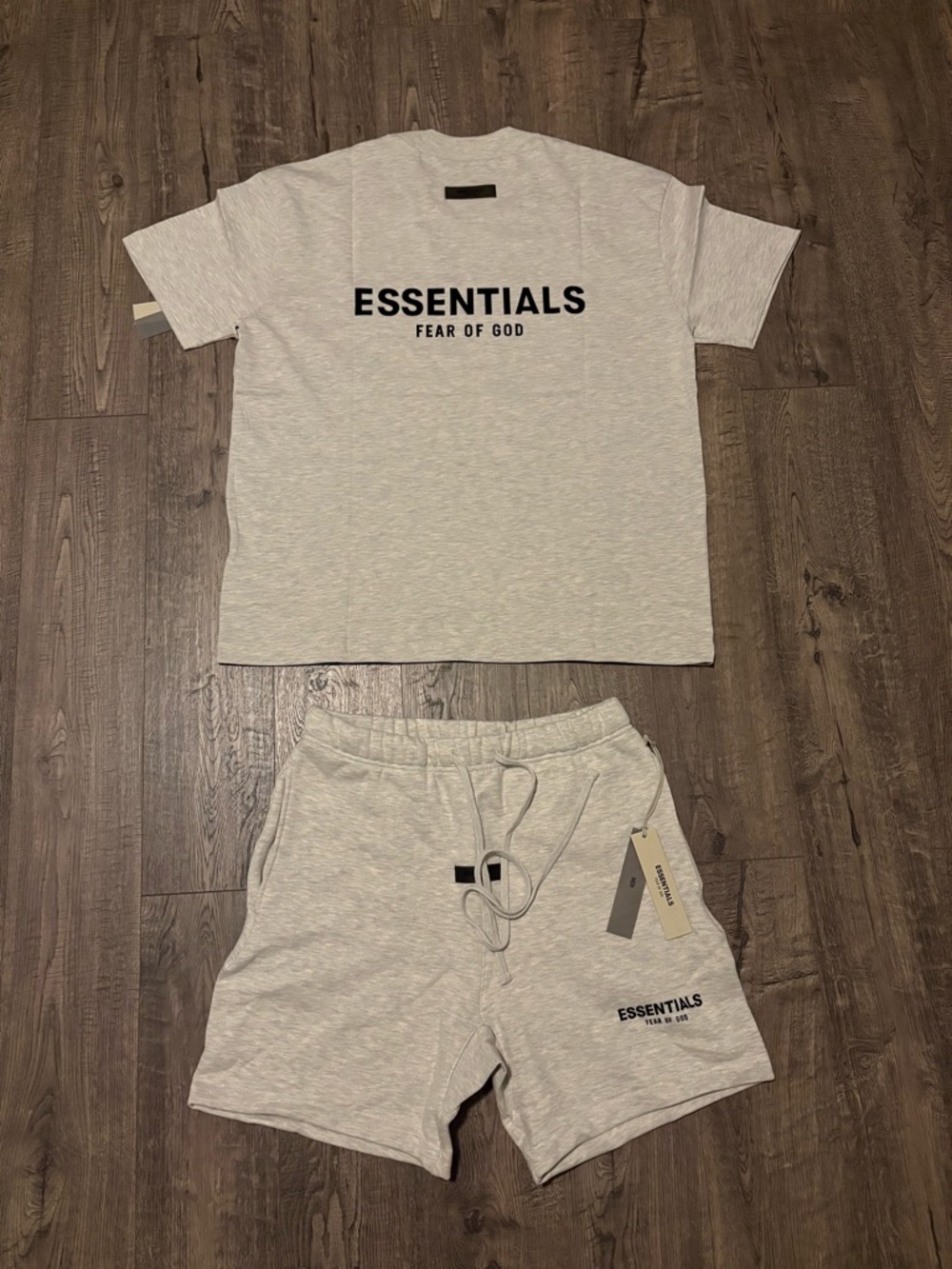 Essentials Light Gray Athletic Logo Shorts - ESSENTIALS